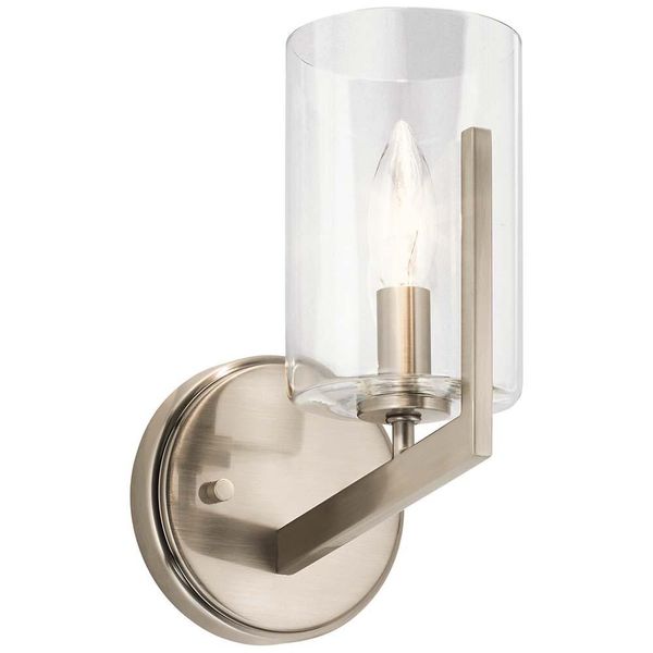 Lampada Da Parete Cromata Con Paralume Cilindrico In Vetro Nye 1Xe14 40W Quintiesse-image
