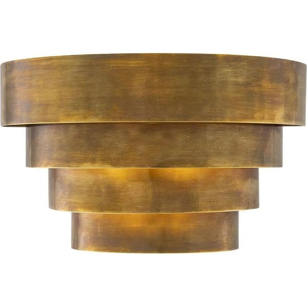 Casa Padrino Lampada Da Parete In Ottone Vintage 30 X 16 X H. 18,5 Cm - Lampada Da Parete Semicircolare In Ottone - Lampada Da Parete Per Soggiorno - Lampada Da Parete Per Hotel - Lampada Da Parete Per Ristorante - Illuminazione-image