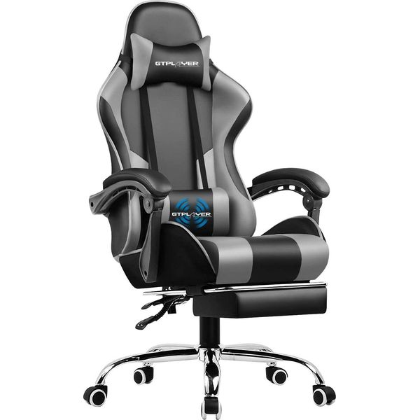 Gtplayer Sedia Da Ufficio Sedia Da Gioco Poltrona Da Gioco Massaggiante Sedia Da Gioco Ergonomica Con Poggiapiedi, Poggiatesta Cuscino Lombare Massaggiante, Sedia Da Gioco Imbottita, Sedia Girevole-image