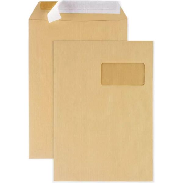 25 Buste In Carta Kraft Con Finestra - 22,9 X 32,4 Cm-image