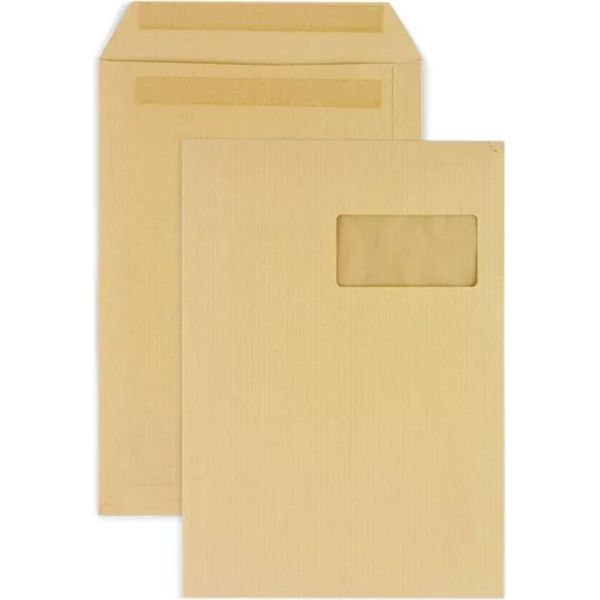 100 Sacchetti Di Carta Kraft Con Finestra - 22,9 X 32,4 Cm-image