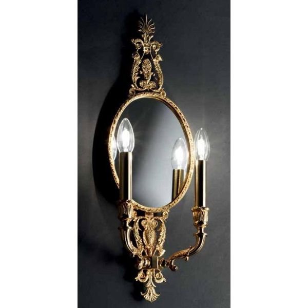 Casa Padrino Lampada Da Parete Barocca Doppia Con Specchio Oro 22 X 12 X H. 60 Cm - Magnifica Lampada Da Parete In Stile Barocco - Luci Barocche - Qualità Lussuosa - Italy-image