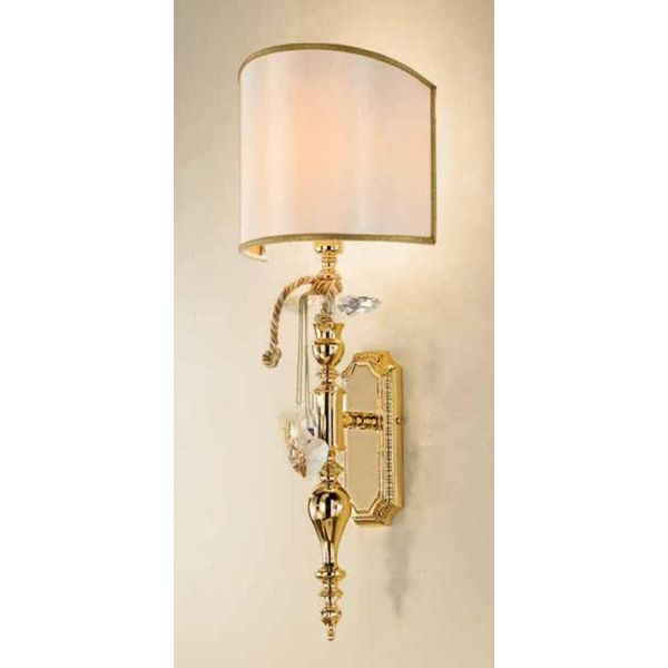 Casa Padrino Lampada Da Parete Barocca In Cristallo Oro/Avorio 20 X 15 X H. 55 Cm - Magnifica Lampada Da Parete In Stile Barocco - Luci Barocche - Nobile E Magnifica - Qualità - Italy-image