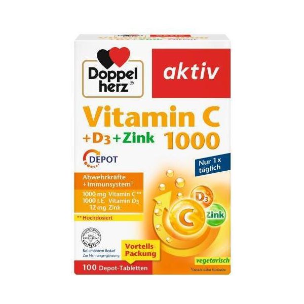 Doppio Cuore Vitamina C 1000+D3+Zinco Depot Compresse 100 Capsule-image