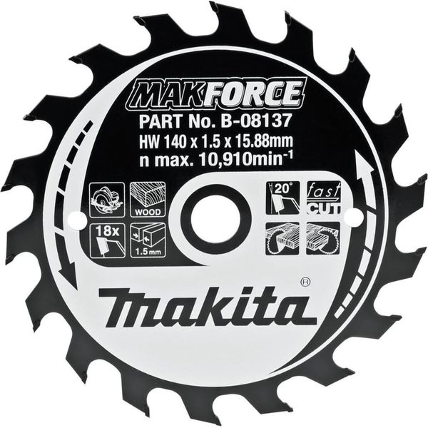 Lama Per Sega Circolare Makita, Makforce 140 X 15,88 Mm - 18 Denti-image