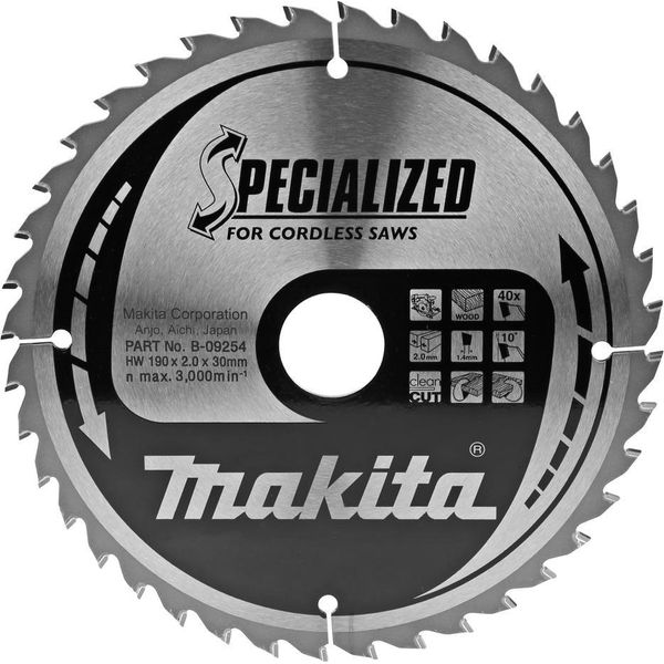 Lama Circolare Makita Specialized 190 X 30 Mm - 40 Denti - Legno-image
