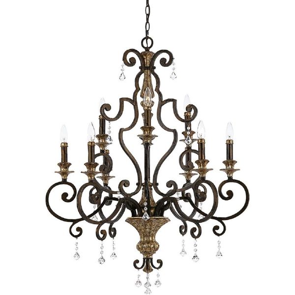 Casa Padrino Lampadario Barocco In Cristallo Bronzo/Oro Antico Ø 81 X H. 104 Cm - Magnifico Lampadario In Stile Barocco - Lampadario Da Salotto E Da Hotel - Mobili Barocchi - Illuminazione Barocca-image