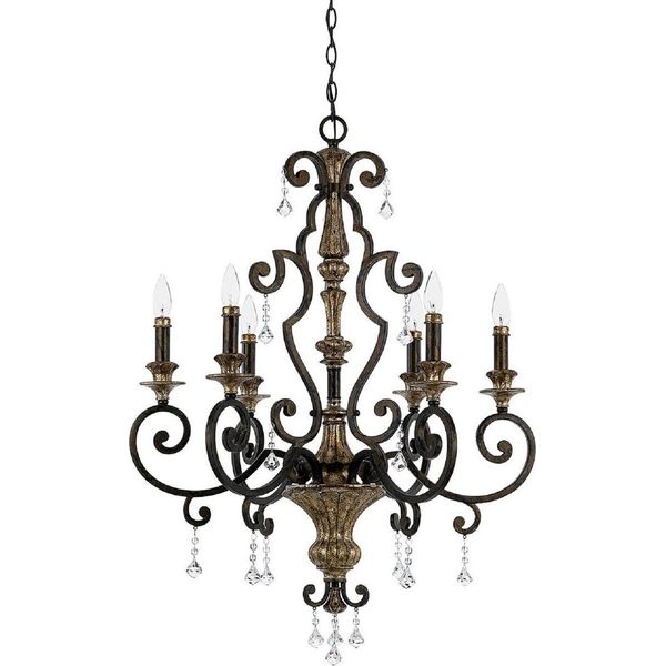 Casa Padrino Lampadario Barocco In Cristallo Bronzo/Oro Antico Ø 71 X H. 96,5 Cm - Magnifico Lampadario In Stile Barocco - Lampadario Per Soggiorno E Hotel - Mobili Barocchi - Illuminazione Barocca-image