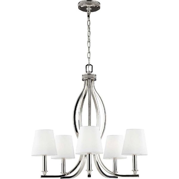 Casa Padrino Lampadario Liberty Argento / Bianco Ø 64,1 X H. 63,5 Cm - Lampadario Rotondo In Metallo - Lampadario Da Salotto Barocco & Liberty - Illuminazione Barocca & Liberty-image
