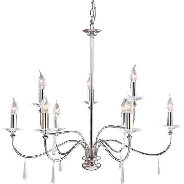 Casa Padrino Lampadario Liberty In Cristallo Argento Ø 82 X H. 75 Cm - Lampadario Rotondo In Metallo - Lampadario Da Salotto Barocco & Liberty - Illuminazione Barocca & Liberty-image