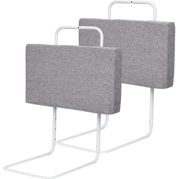 Jiubiaz Bambino Letto Guardaparco 100Cm, Protezione Anticaduta Letto Per Bambini Per Letto 5 Fori Regolabile Protezione Laterale 2 Pezzi Grigio-image