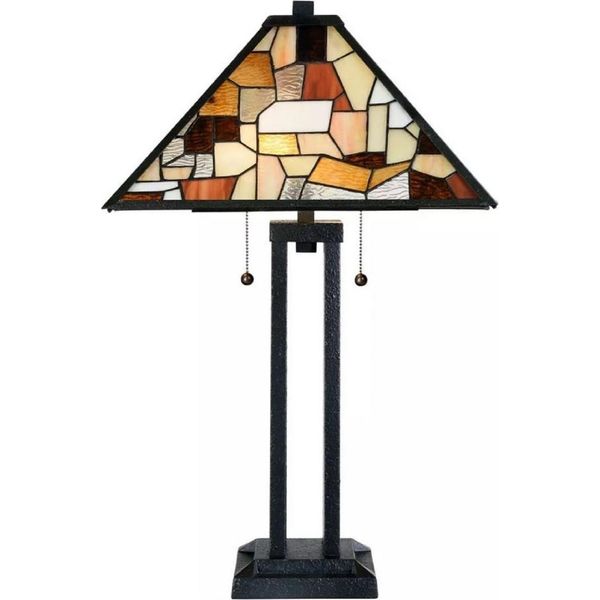 Casa Padrino Lampada Da Tavolo Tiffany Nero / Multicolore 43,5 X 43,5 X H. 73 Cm - Lampada Da Tavolo Tiffany - Luci Tiffany - Interni - Luci - Luci Tiffany-image