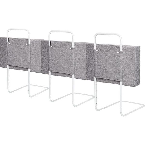 Fiqops Protezione Letto Per Bambini 150Cm, Protezione Anticaduta Per Bambini Per Letto Protezione Laterale Regolabile A 5 Fori 3 Pezzi Grigio-image