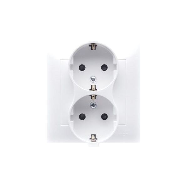 Presa Doppia (Modulo) Con Messa A Terra Terminali A Vite Schuko 16A 250V Contatto Bianco Simon 54 Dgsz2Z/11-image