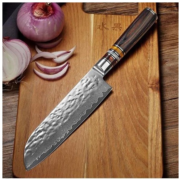 Coltello Da Cucina In Damasco KA-14041 - Santoku/Brown KP14041-image