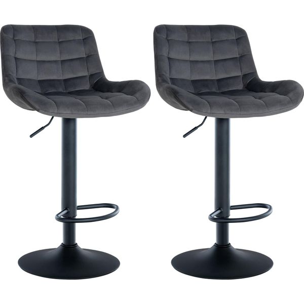 Clp Set Di 2 Sgabelli Da Bar Tover Girevoli A 360° E Regolabili In Altezza, Tessuto Blu-image