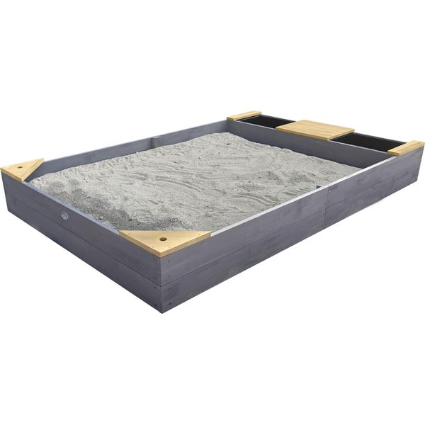 Axi Kelly Sabbiera In Legno Con Ciotole Per L'acqua E Panchina | Sabbiera Per Bambini Con Copertura Di Terra E Protezione In Grigio E Marrone | 180 X-image