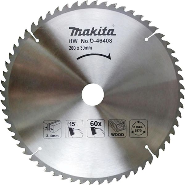 Makita D-46408 Lama Circolare Standard Tct 260 X 30 Mm 60T Legno-image
