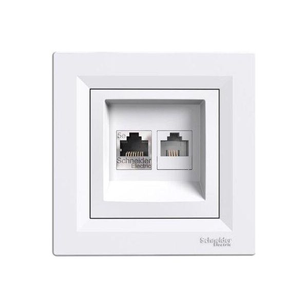 Presa Per Rete E Telefono Cat.5E Utp Con Cornice, Bianco Schneider Asfora EPH4900121/SCH-image