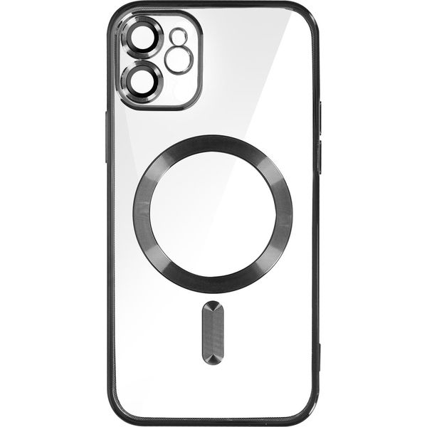 Custodia In Silicone Magsafe Apple Iphone 11 Protezione Fotocamera Cornice Cromata Nero-image