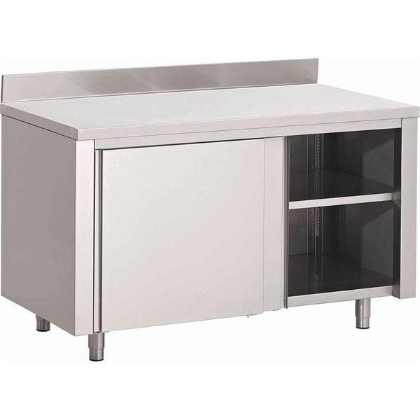 Armadio Da Lavoro Gastro M 1600X700X880Mm Con Ante Scorrevoli E Alzatina-image