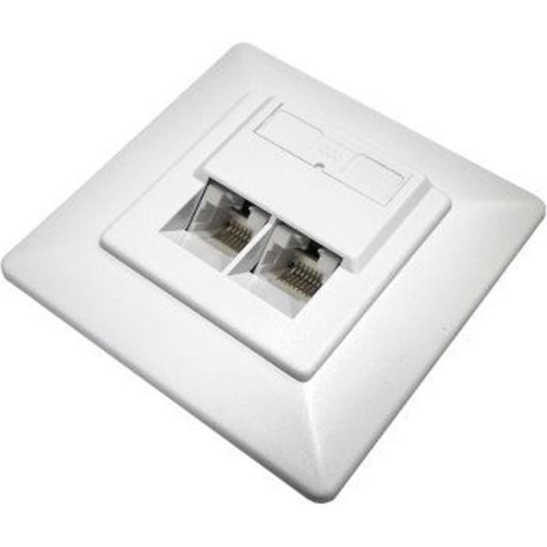 Datacom Presa Dati Utp CAT6 2Xrj45 Da Incasso 45Deg. Bianco-image