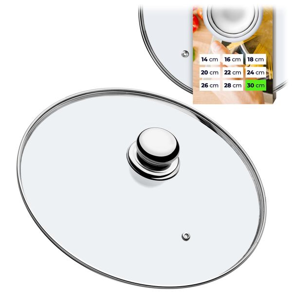 Coperchio In Vetro Kadax Con Manico In Metallo "Finsta "", Coperchio Resistente Al Calore Per Pentola, 30 Cm"-image