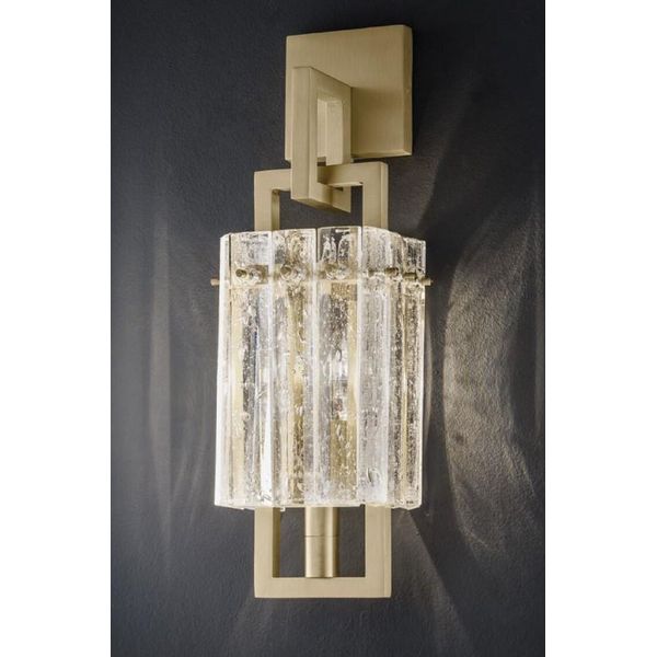 Casa Padrino Lampada Da Parete In Ottone 15,5 X 13 X H. 45 Cm - Lampada Da Parete In Metallo Con Paralume In Vetro - Lampade Da Parete - Qualità Lussuosa - Italy-image