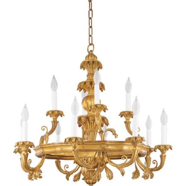 Casa Padrino Lampadario Barocco In Oro Antico Ø 79 X H. 74 Cm - Magnifico Lampadario Da Salotto In Stile Barocco - Nobile E Magnifico - Qualità - Italy-image