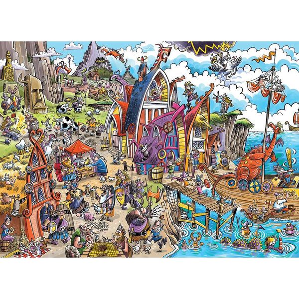 Cobble Hill Puzzle Doodletown: Villaggio Vichingo 1000 Pezzi-image