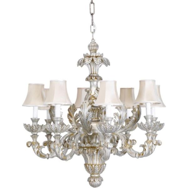 Casa Padrino Lampadario Barocco Argento / Oro Ø 79 X H. 82 Cm - Magnifico Lampadario Da Salotto In Stile Barocco - Nobile E Magnifico - Qualità - Italy-image