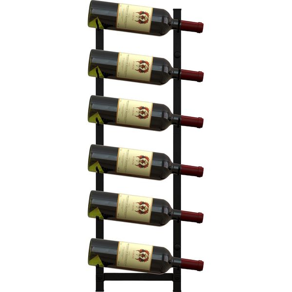 Costway Portabottiglie Da Parete Per 6 Bottiglie Di Vino, Portabottiglie In Metallo, Portabottiglie Industriale, Portaoggetti Nero-image