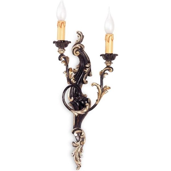Casa Padrino Lampada Da Parete Barocca Nera / Oro 23 X 19 X H. 55 Cm - Magnifica Lampada Da Parete In Stile Barocco - Luci Barocche - Qualità Lussuosa - Italy-image