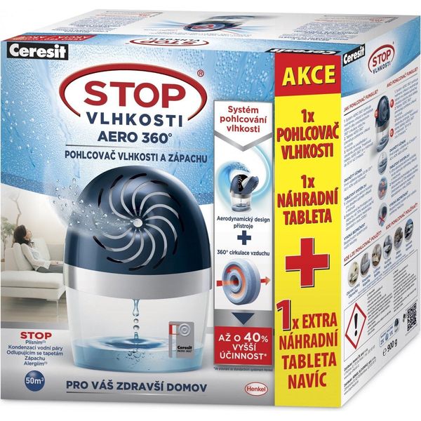 Ceresit 2627082 Stop Moisture Aero 360° Deumidificatore Blu + Compressa Extra, 2X450G-image