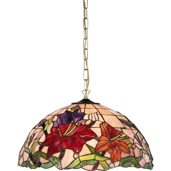Casa Padrino Lampada A Sospensione Tiffany Multicolore Ø 50 X H. 75 Cm - Lampada A Sospensione Tiffany Art Deco - Lampada A Sospensione Per Soggiorno - Lampada A Sospensione Decorativa - Luci Tiffany - Luci Art Deco-image