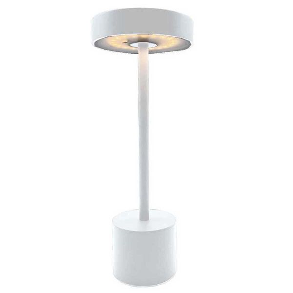 Lampada Da Tavolo Touch A Batteria In Alluminio Bianco Opaco Led Roby White H30Cm-image