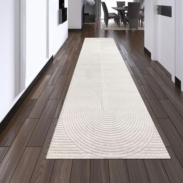 Tappeto Moderno Con Motivo A Fiocco 3D Dimensioni - 80 X 300 Cm-image
