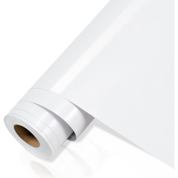 Yakimz 500Cm X 61Cm Mobili Foil Adesivo Vinile Autoadesivo Carta Da Parati Cucina Adesivo Foil Glitter Impermeabile 2 Rotoli Bianco-image
