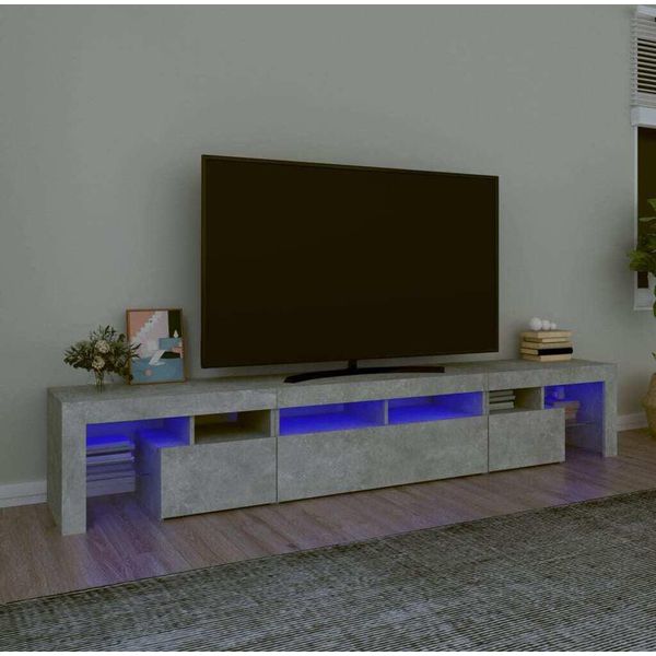The Living Store Mobile Tv Con Luci Led Grigio Cemento 230X36,5X40 Cm-image
