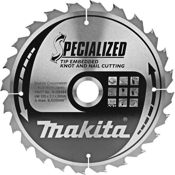 Lama Per Sega Circolare Makita, Tagliente Incassato 235 X 30 Mm - 24 Denti-image