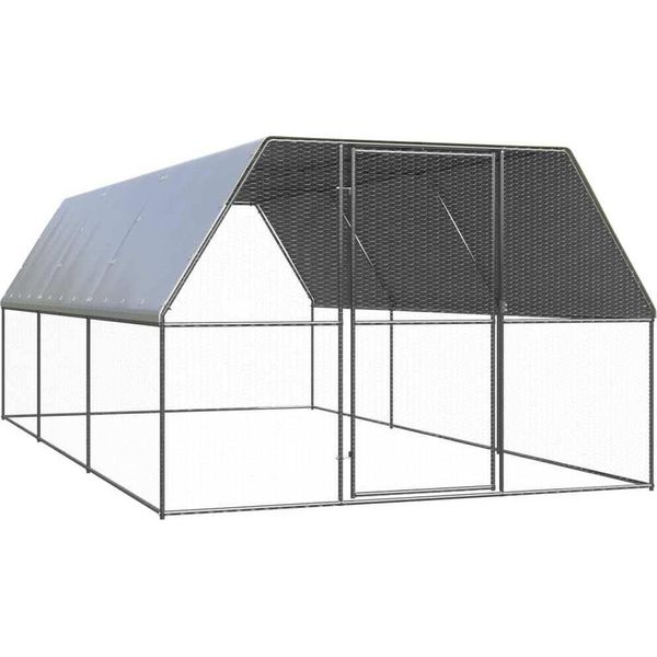 The Living Store Gabbia Per Polli Da Esterno 3X6X2 M Acciaio Zincato-image