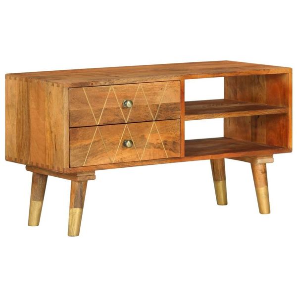 The Living Store Mobile Tv 85 X 35 X 47 Cm Legno Massiccio Di Mango-image