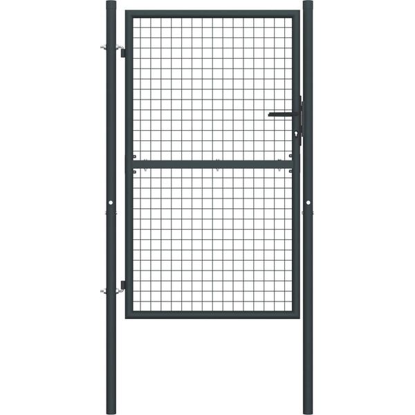 The Living Store Cancello Da Giardino In Rete Acciaio Zincato 100 X 200 Cm Grigio-image