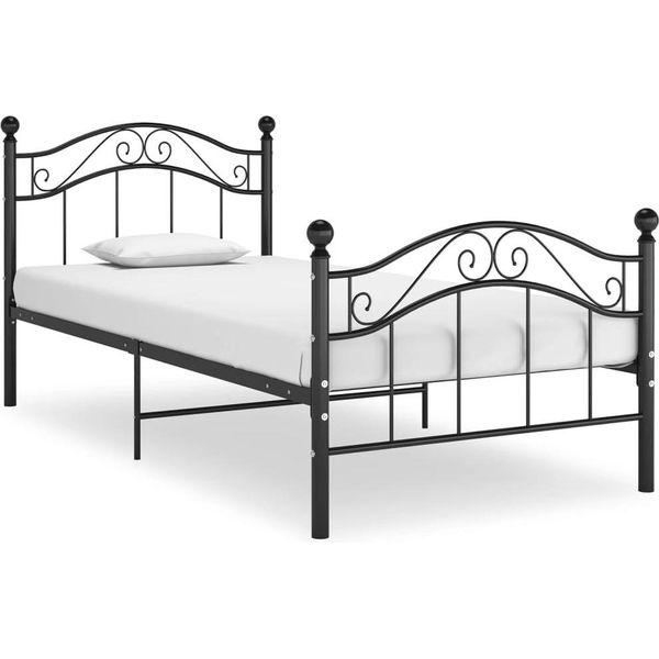 The Living Store Letto In Metallo Nero 100X200 Cm-image
