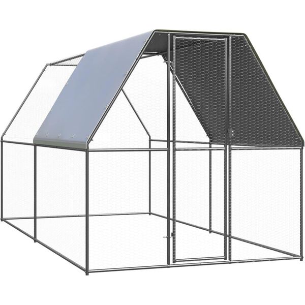 The Living Store Gabbia Per Polli Da Esterno 2X4X2 M Acciaio Zincato-image