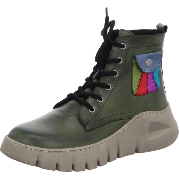 Gemini Stivale Donna In Pelle Con Profilo Suola Tasca Laterale Zip 033304-02, Misura:37 Eu, Colore:Verde-image
