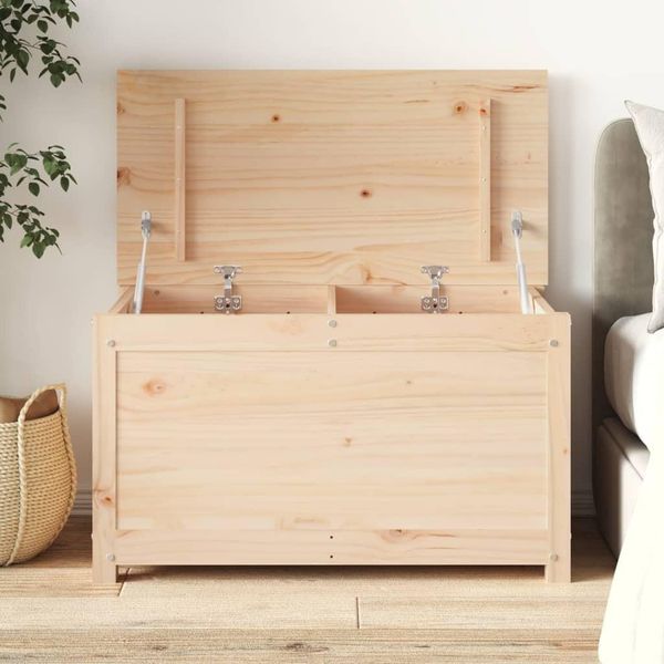 The Living Store Cassapanca 80X40X45,5 Cm In Legno Di Pino Massiccio-image