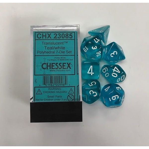 Chessex - Traslucido - Set Di 7 Dadi - Verde/Bianco-image