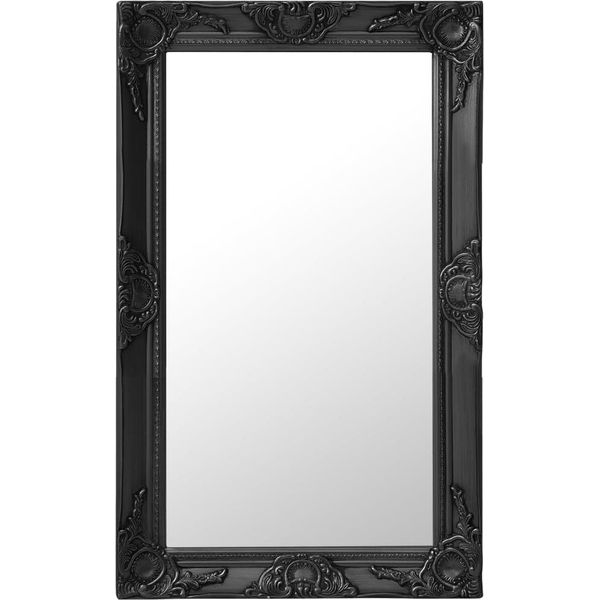 The Living Store Specchio Da Parete In Stile Barocco 50X80 Cm Nero-image