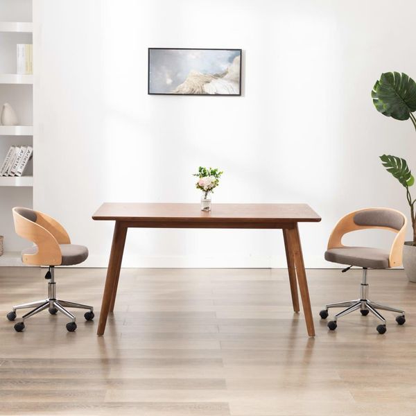 The Living Store Sedie Da Pranzo Girevoli 2 Pz. Bentwood E Tessuto Color Taupe-image